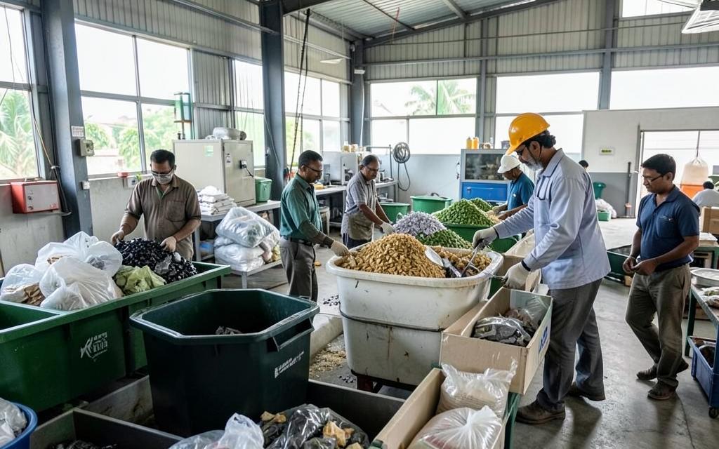 Indian resource recovery facility sorting materials for circular reuse