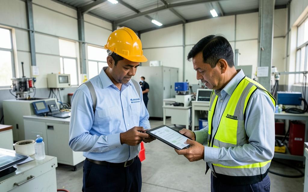 Environmental management system audit underway inside an Indian factory